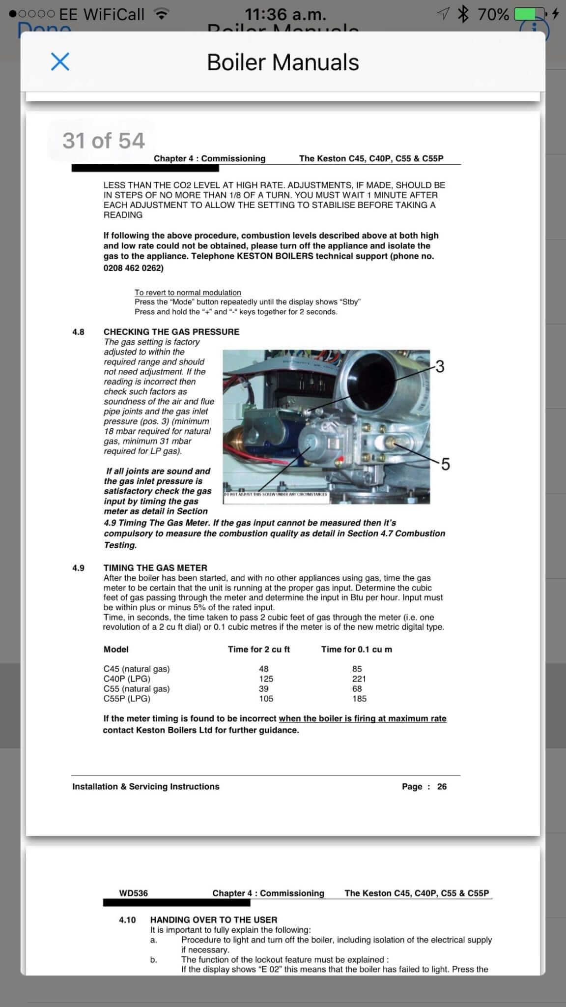 Boiler manual on iPhone