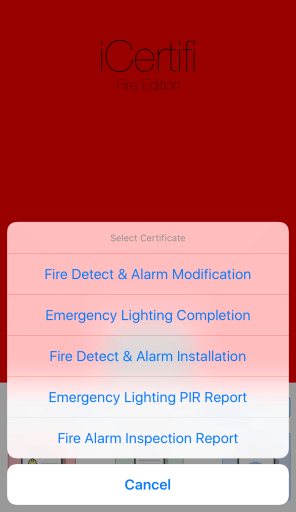 Fire and emergency lighting certificates on iPhone