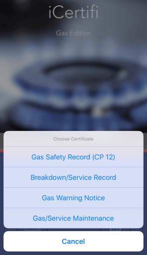 Gas safe certificates on iPhone