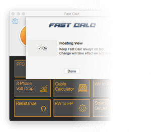 Fast Calc screen on Mac