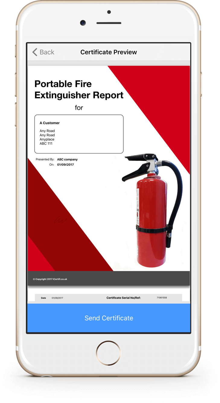 Fire Extinguisher Reports on iPhone and iPad iCertifi