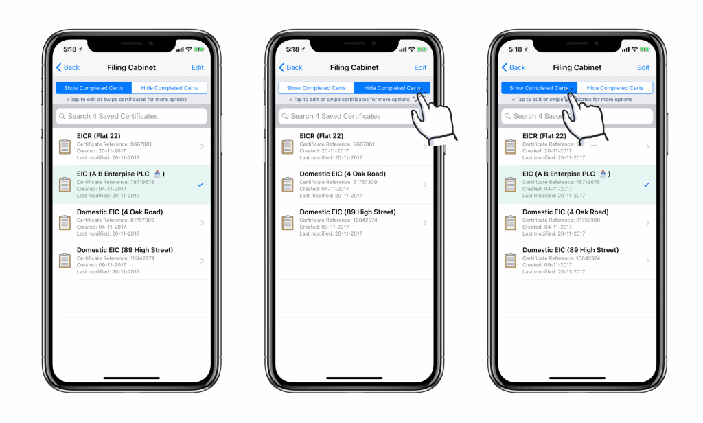 Saved Electrical Certificates