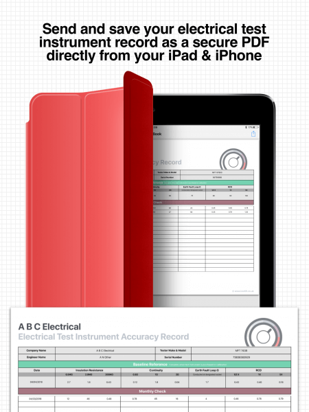 Test instrument accuracy record on iPad