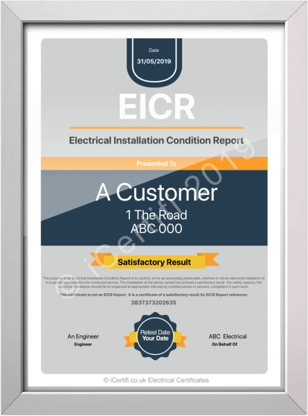 EICR Framed electrical certificate on iPad