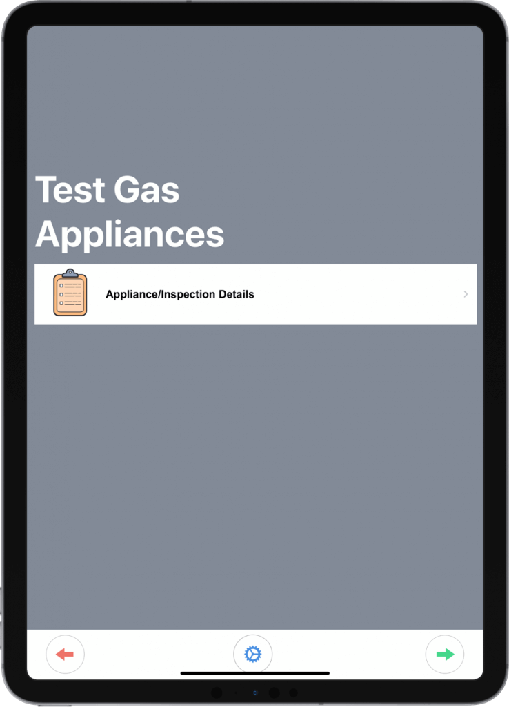 Intuitive gas certification screen on iPad