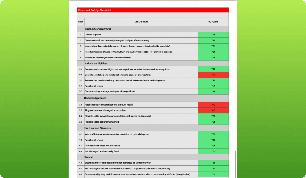 Landlords Interim Electrical Safety Checklist iCertifi