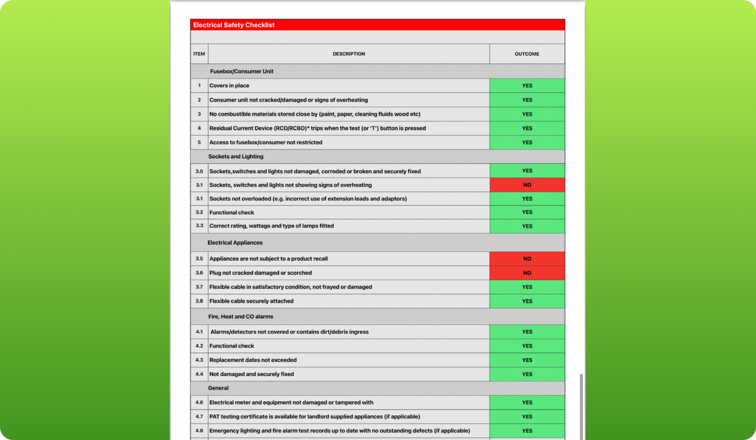Landlords Interim Electrical Safety Checklist iCertifi