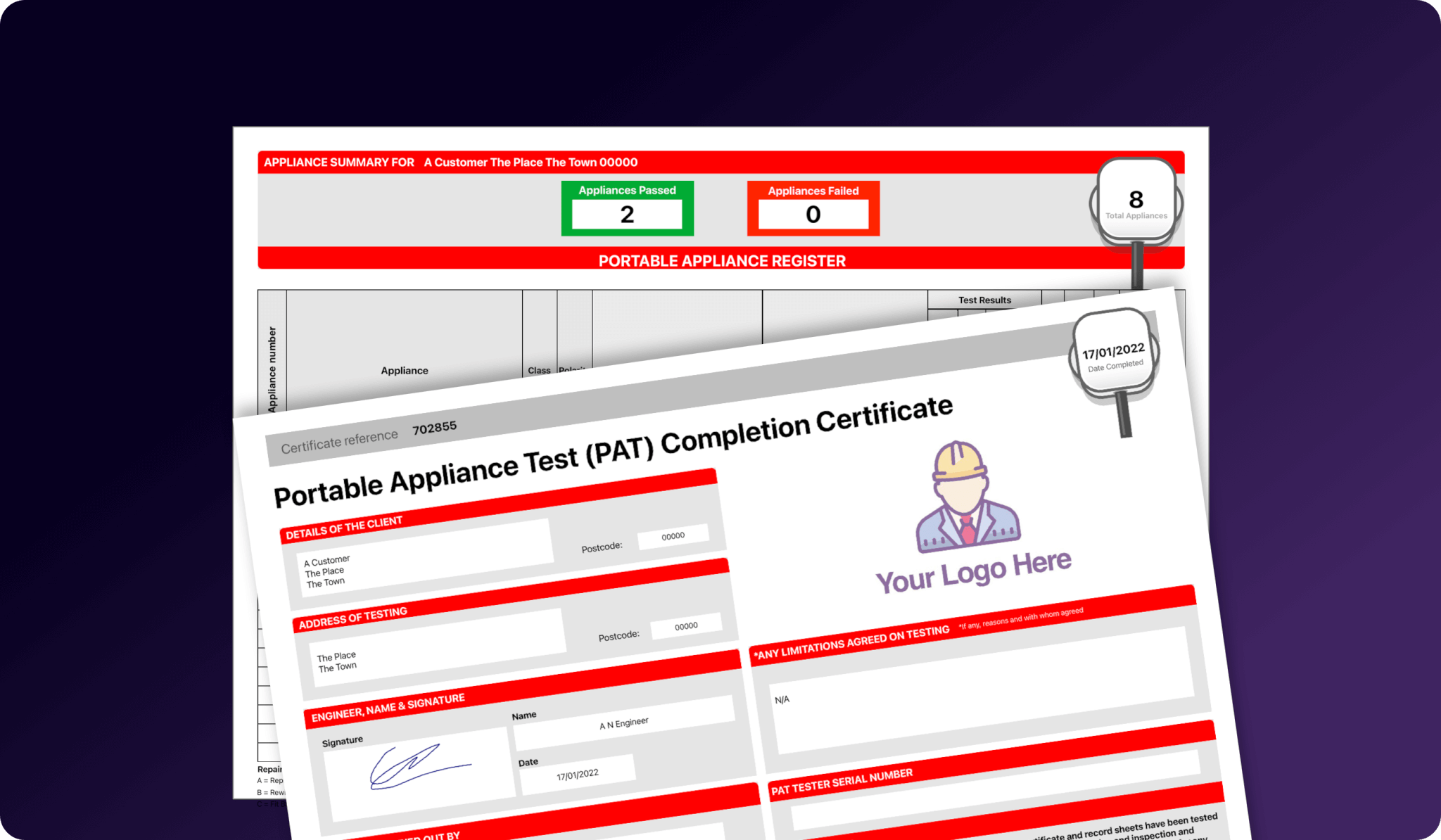 Portable Appliance Testing Certificate