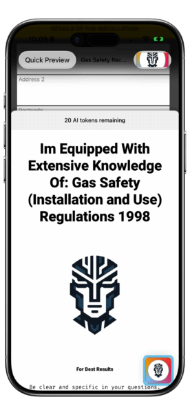 iPhone 6.9 Inch Display - Apple iPhone Air 6.5-inch - Screenshot1 AI-powered assistance for gas safety certificates in the Gas Cert app