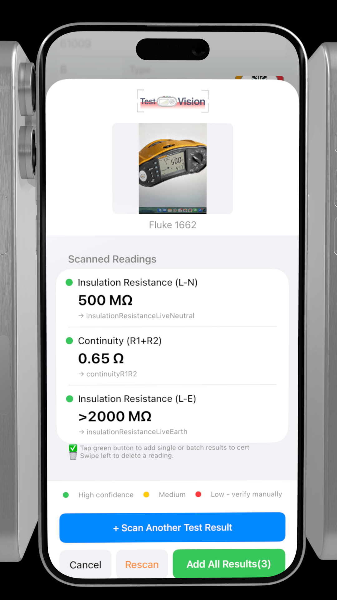 image of iphone with electrical test results