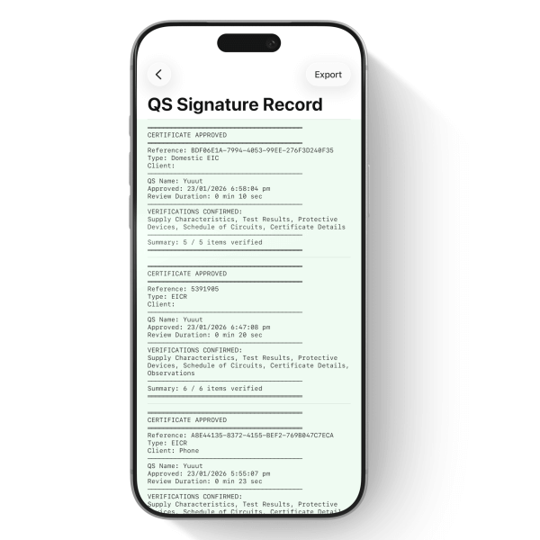 Rotato Image BCF2 QS certificate approval screen on iPhone
