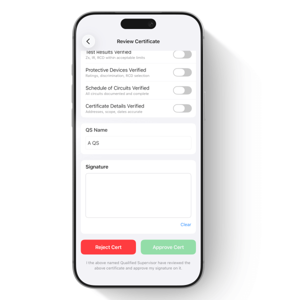 Rotato Image FFD6 QS certificate review dashboard on iPhone