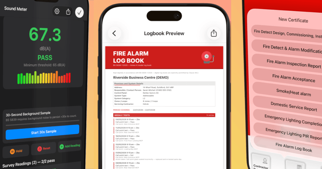 Digital fire alarm log book on iPhone - iCertifi Fire Edition