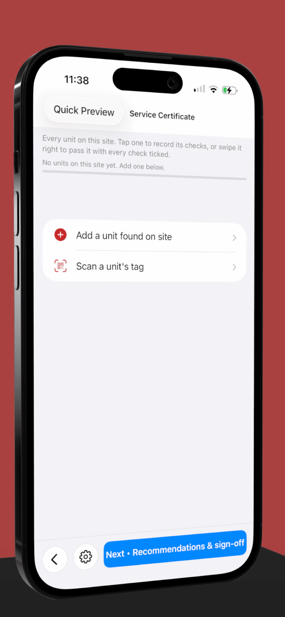 Adding and scanning units on a Fire Safe visit