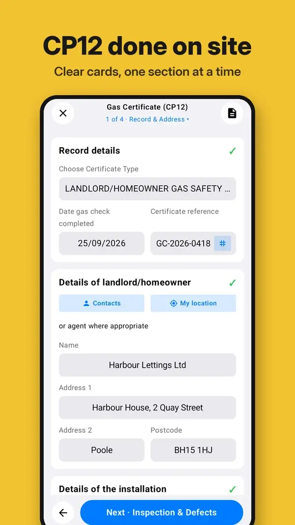 Gas Cert on an Android phone