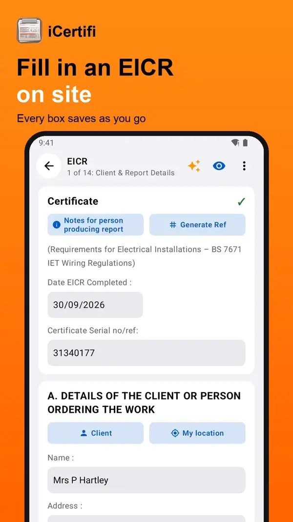 iCertifi on an Android phone