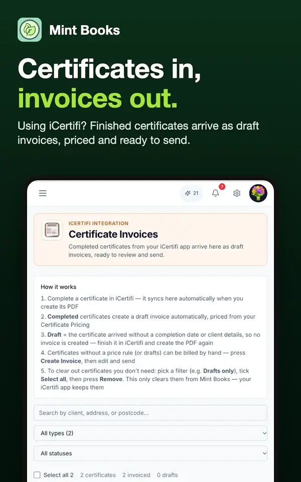 Mint Books on an Android phone